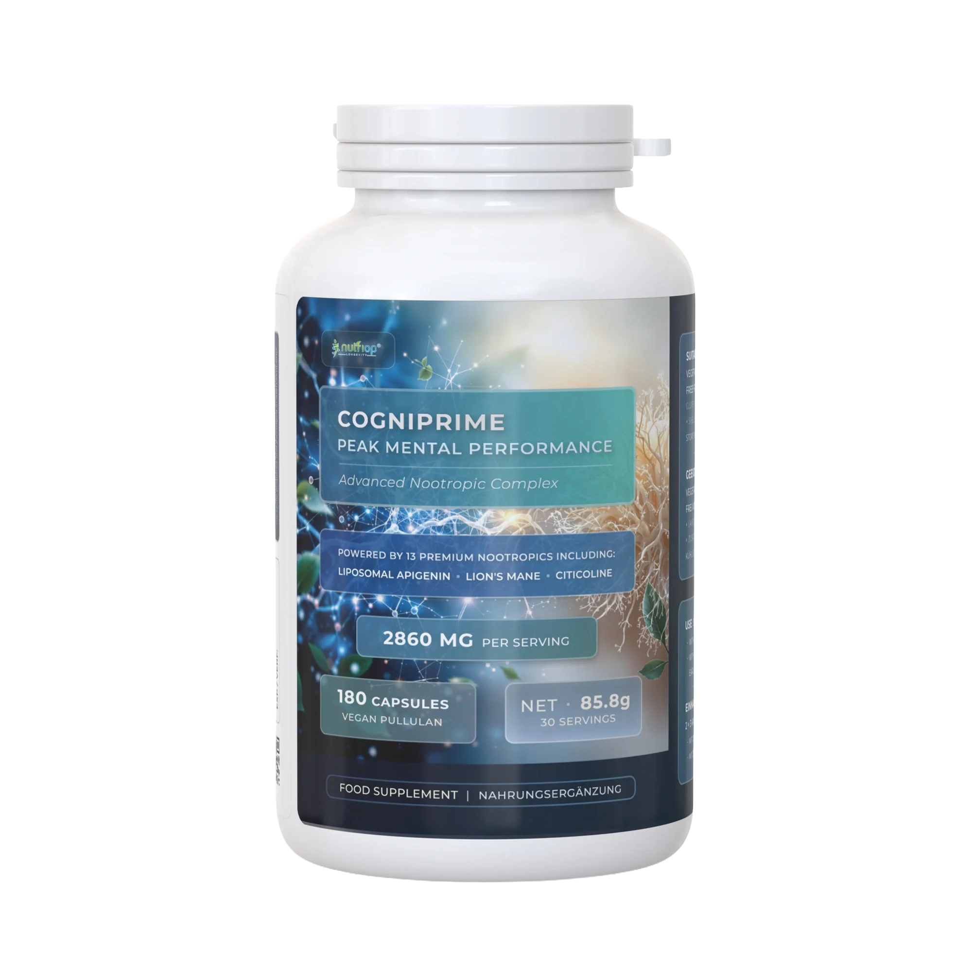 Nutriop® COGNIPRIME® - Premium Nootropic & Cognitive Longevity Stack (180 Capsules)